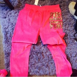 Vs pink velour bling sweats